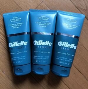 Lot Of 3 Gillette Intimate 2-in-1 Pubic Shave Cream & Cleanser 6 fl oz Each Mens